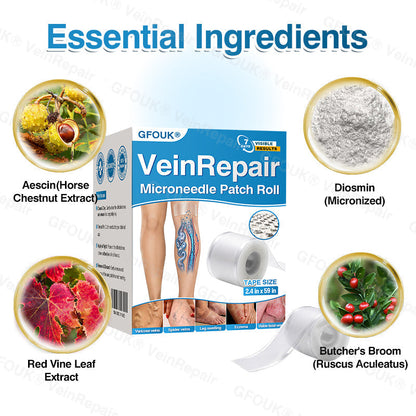 🇺🇸🏆✅️🏃GFOUK® VeinRepair Microneedle Patch Roll⚡Instant Relief, Long-Term Results