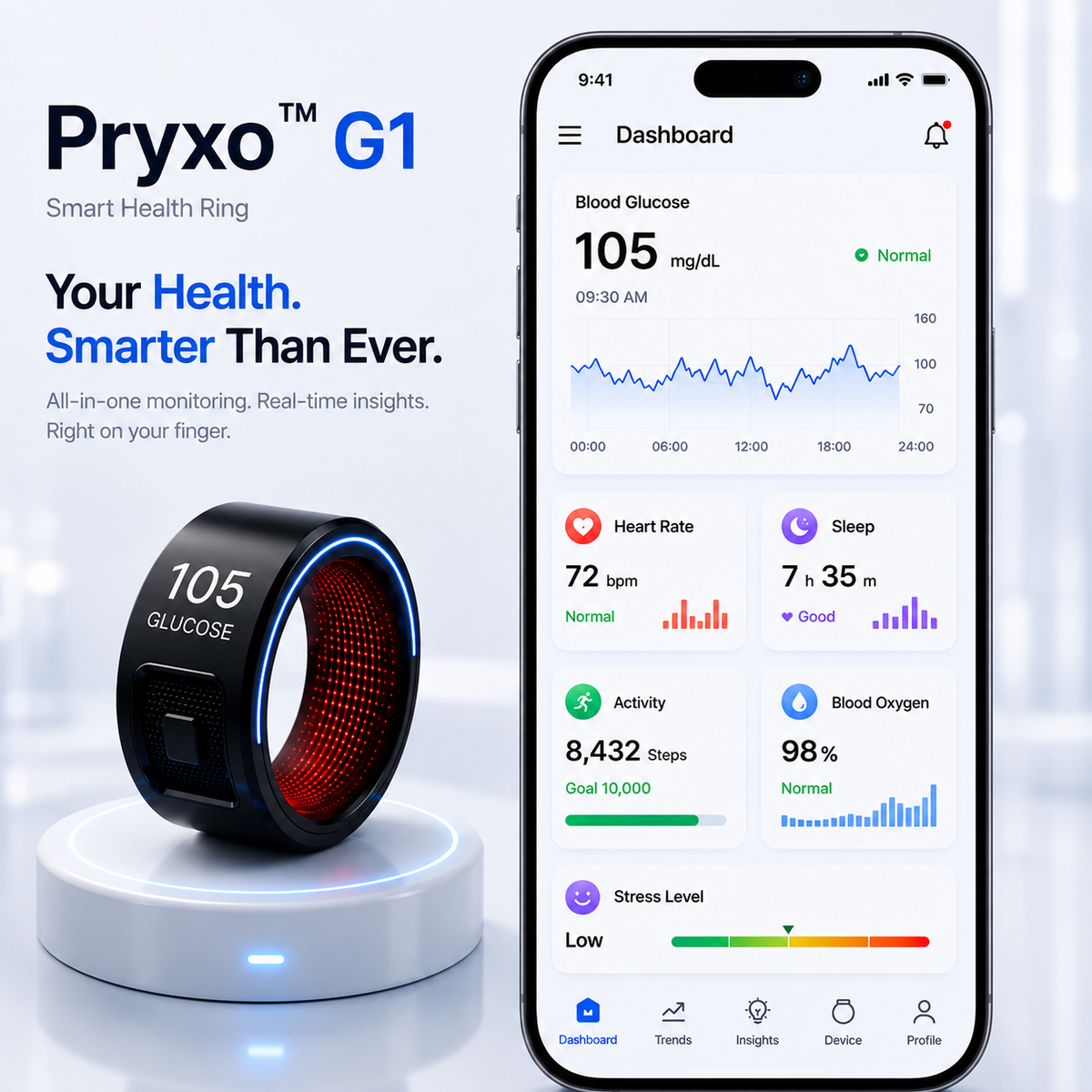 🎉 80% OFF Launch Offer🏆Pryxo™ G1 Non-Invasive Smart Ring