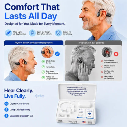 🌎Ends Today: 83% OFF!⏰🏆GluCent® Bone Conduction Smart Hearing Headphones （Mayo Clinic Recommended）