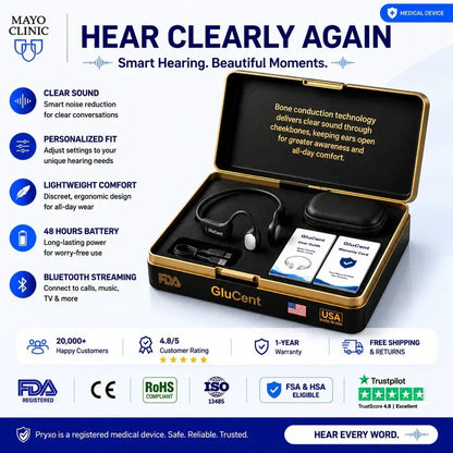 🌎Ends Today: 83% OFF!⏰🏆GluCent® Bone Conduction Smart Hearing Headphones （Mayo Clinic Recommended）